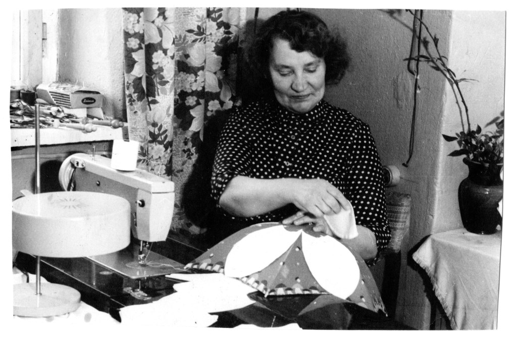 My mom at her sewing machine